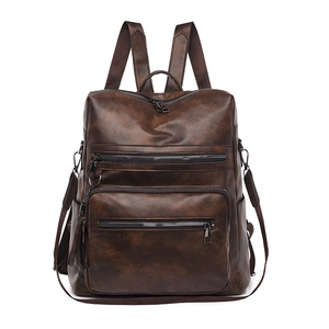Fashion Women Soft PU Leather Backpack Vintage Multi Pocket Large Capacity Waterproof Travel School Bag With Tassel