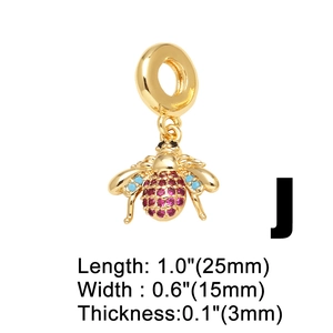 Macro detail of bee pendant with pink zircon and blue stones showing 25mm length dimensions