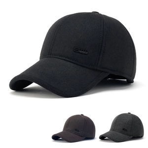 Men Winter Baseball Cap Woolen Thick Warm Windproof Ear Protection Outdoor Casual Peaked Hat For Elderly And Middle-Aged