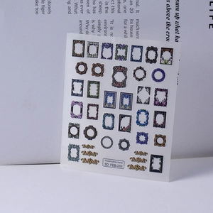 Vintage 5D embossed nail art stickers with baroque flower frame designs for manicure decoration