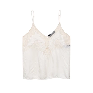 Sexy Satin Cami Top Mit Spitzenbesatz V-Ausschnitt Verstellbare Träger Elegantes Ärmelloses Tanktop Für Damen