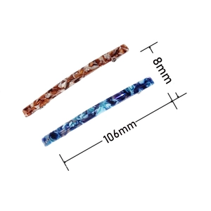 French style 106mm acetate hair clips with tortoiseshell pattern in brown and blue colors