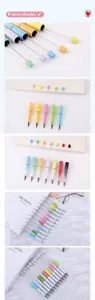 Detail view of DIY beadable pens in solid, gradient, and colorful plated finishes
