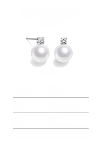 Detail view of 10mm freshwater pearl stud earrings with 925 silver and zircon accents