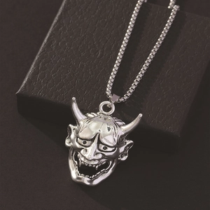 Hannya Mask Pendant Necklace Stainless Steel Zinc Alloy Japanese Devil Ghost Face Punk Gothic Hip Hop Jewelry Unisex