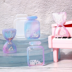DIY hourglass and perfume bottle silicone molds for resin casting with colorful glitters