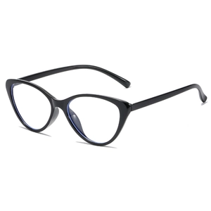Classic black cat-eye anti-blue light glasses frame with vintage oversized aesthetic