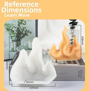 Specifiche dimensionali dello stampo in silicone a fiamma corallo con candela finita