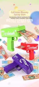 Electric cartoon money gun toy set in three colors with continuous shooting effect