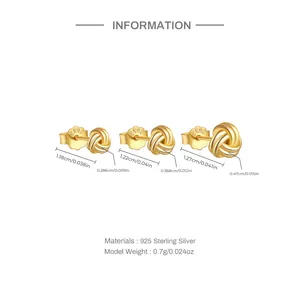 Size chart showing three dimensions of 925 sterling silver triple diamond hoop earrings