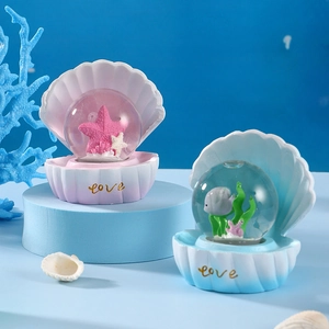 Ocean theme crystal ball ornaments with sea creatures and gold love base decor