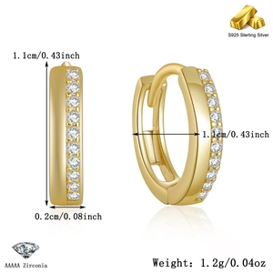 Detailed view of S925 sterling silver earring with dimensions and AAAAA zirconia inlay