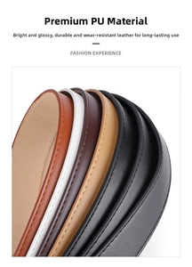 Detail of high-quality PU leather belts with fine stitching and smooth finished edges