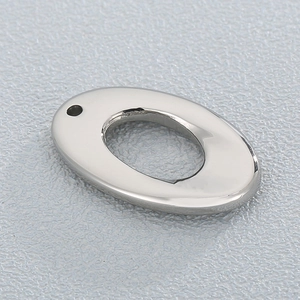 Minimalist oval stainless steel pendant connector with hollow design for DIY jewelry