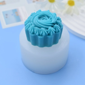 3D silicone cake mold for mousse and candles featuring a detailed rose top design