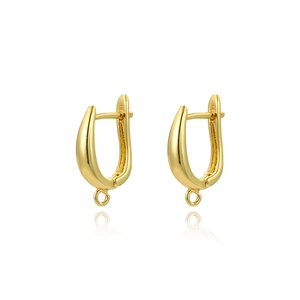 Minimalist 18k gold plated U-shaped earring hooks with small ring for DIY jewelry making