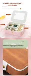 Macro view of suede jewelry box showing interior HD mirror and premium leather stitching