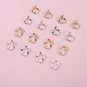 Charmants ornements de Noël en alliage pour ongles avec perles et strass colorés
