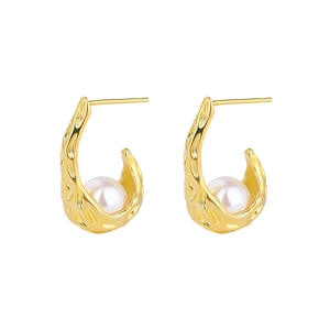 Orecchini A Lobo Con Perle Texture Irregolare Con Perno In Rame Geometrico Retrò Francese Elegante Gioielli Donna