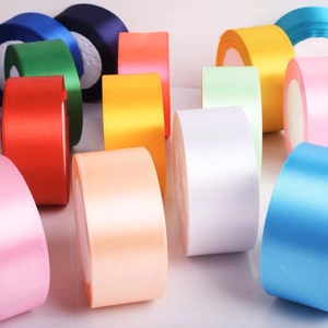 Colorful 4cm satin ribbon rolls for DIY crafts gift wrapping and wedding decorations