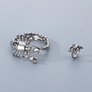 Ensemble bracelet et bague scorpion en acier inoxydable poli style gothique homme