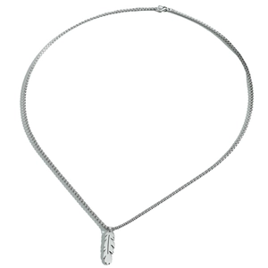 Minimalist silver stainless steel feather pendant necklace with box chain for women