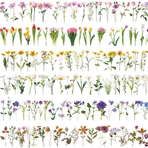Flower Butterfly Transparent PET Stickers Waterproof DIY Scrapbooking Journaling Material Decorative Nature Decals