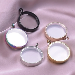 Stainless Steel Glass Round Floating Locket Pendant Necklace Openable Threaded Memory Jewelry Gift For Women Men