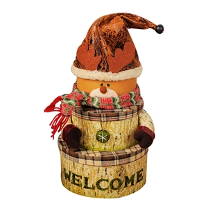 Boîte cadeau de Noël empilable à trois niveaux avec bois de renne et bonhomme de neige