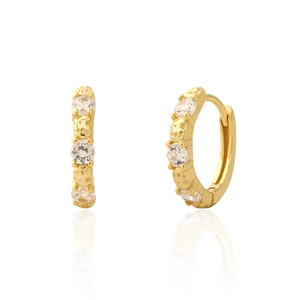 925 Sterling Silver Huggie Hoop Earrings Geometric Zircon Inlaid Minimalist Gold Plated Elegant Ear Buckles For Women