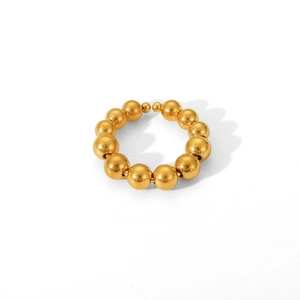 18K gold-plated stainless steel beaded ring with a minimalist ball series design