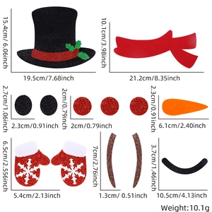 Christmas snowman decoration kit with black hat, red scarf and various stickers