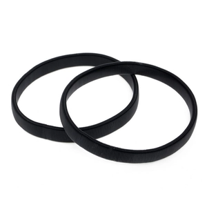 Pair of black elastic spring sleeve garters for men with textured finish on white background