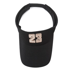 Breathable black sun visor hat with khaki number 23 embroidery on the front panel