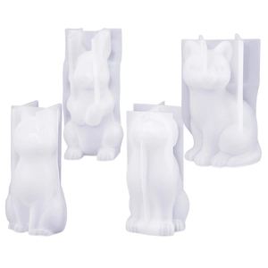 Set of 3D animal silicone molds featuring rabbit, cat, and fox shapes for DIY resin crafts