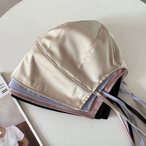 Vintage satin lolita bonnet hats with ribbons in four colors for sun protection