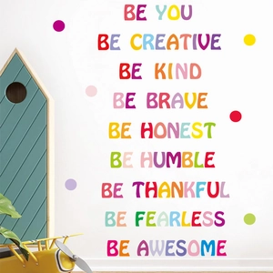 Colorful motivational English wall stickers with inspirational phrases for kids' rooms