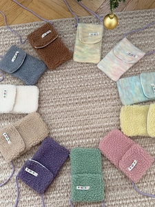Mini Phone Bag Plush Sherpa Flap Crossbody Purse Soft Fleece Portable Small Pouch For Women Girls