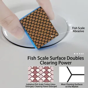 Japanese fish scale sponge for bathroom mirrors and glass cleaning with abrasive surface