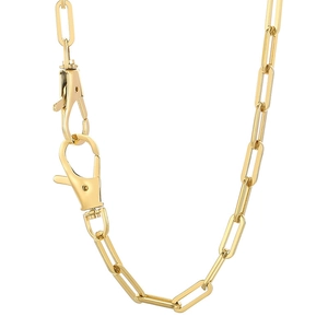 Polished gold stainless steel square link chain necklace with double lobster clasps