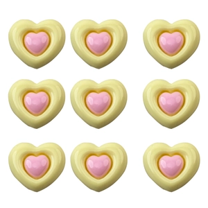 Polished cream heart-shaped DIY resin charms with pink centers for crafts and cases