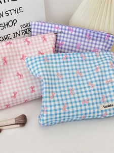 Borsa Da Trucco Con Stampa Floreale Grande Capacità Pochette Per Cosmetici In Tela Chiusura Lampo Fiocco Paisley Pois Organizer Per Donne