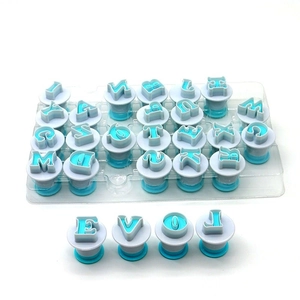 30-piece plastic alphabet cookie cutter set for baking including 26 letters and LOVE shapes