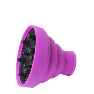 Purple foldable silicone hair dryer diffuser attachment for styling curly hair