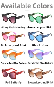 Collection of oversized butterfly sunglasses in eight different stylish color options