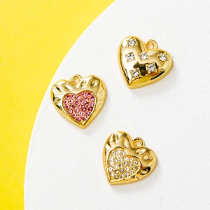 Charms En Cœur En Alliage Avec Strass Pendentifs Incrustés Brillants Pour Fabrication Bijoux DIY Colliers Bracelets Accessoires