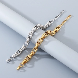Bracelet chaîne royale ovale 10mm hip-hop en acier inoxydable doré et argenté pour hommes
