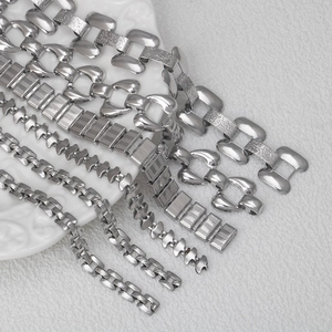 Polished and frosted silver stainless steel chain link designs for DIY jewelry making
