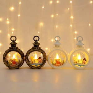 Christmas lanterns with LED candles featuring Santa Claus and Snowman holiday designs