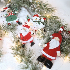 Christmas Tree Hanging Ornaments Painted Iron Metal Santa Reindeer Snowman Gingerbread Festive Holiday Home Party Decor
